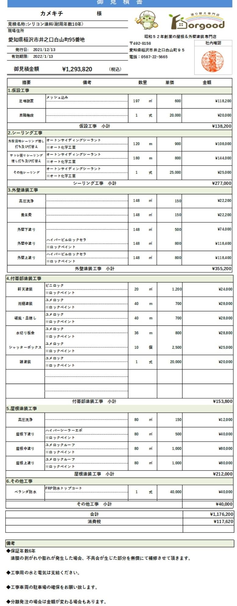 実際の外壁塗装の見積もり